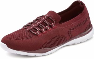LASCANA Slip-on obuv  bordová / biela
