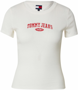 Tommy Jeans Tričko  tmavočervená / biela