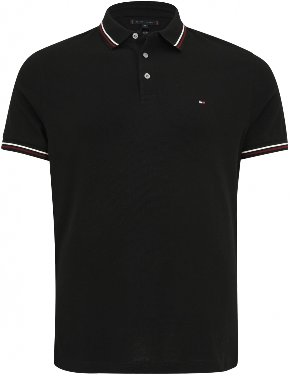 TOMMY HILFIGER Tričko  karmínovo červená / čierna / biela