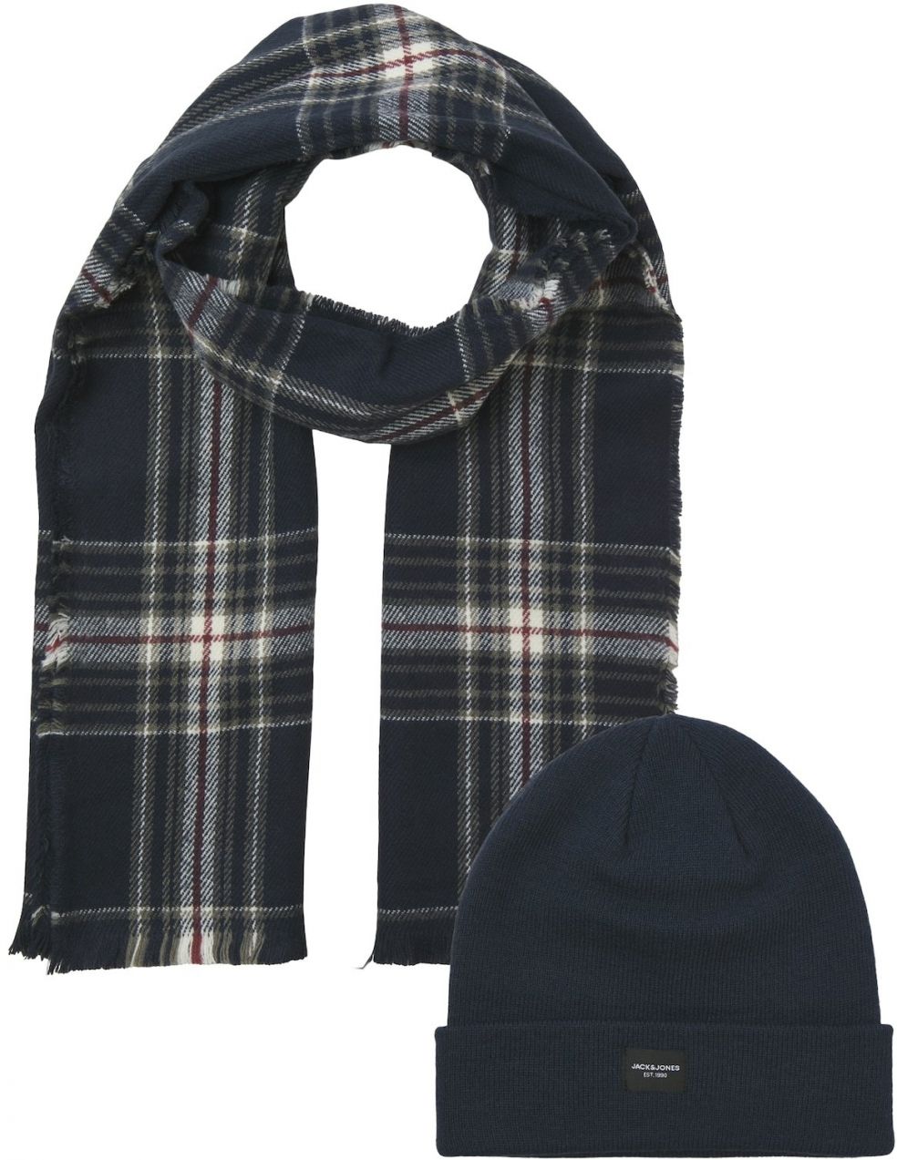JACK & JONES Čiapky 'JACFROST'  námornícka modrá / farby bahna / tmavočervená / šedobiela