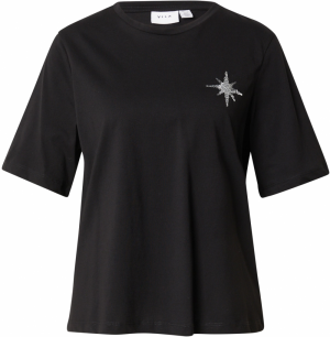 VILA Tričko  čierna / strieborná