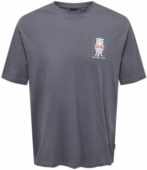 Only & Sons Tričko 'Keane'  zafírová / tmavosivá / burgundská / biela