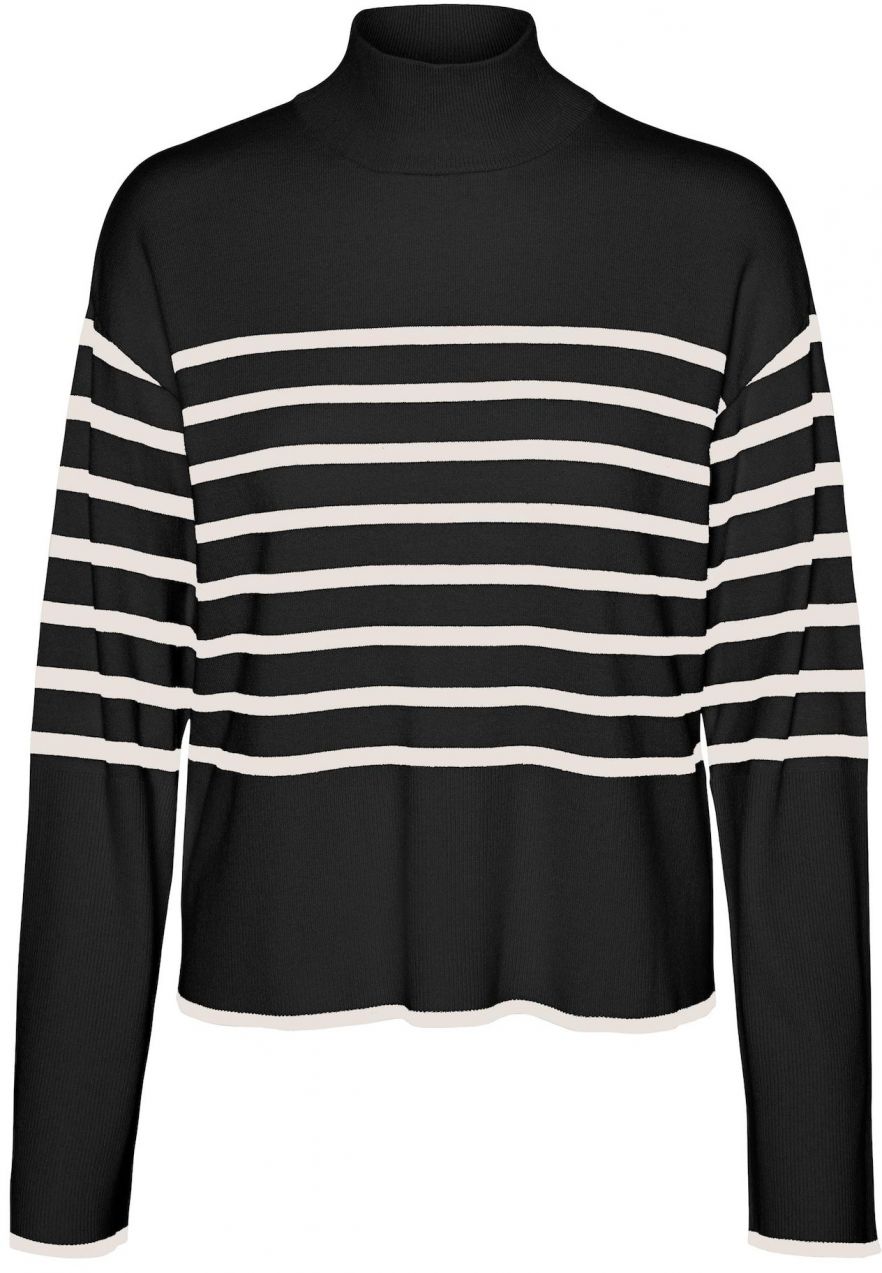 VERO MODA Sveter 'VMNEW HAPPINESS'  čierna / biela