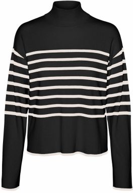 VERO MODA Sveter 'VMNEW HAPPINESS'  čierna / biela