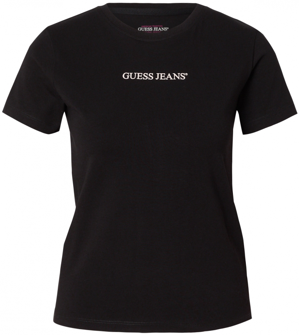 GUESS JEANS Tričko  čierna / biela
