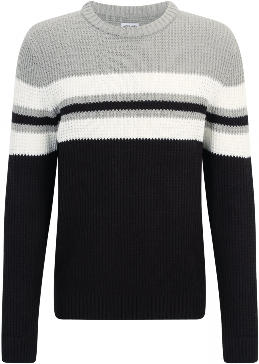 JACK & JONES Sveter 'JJSANDER'  svetlosivá / čierna / biela