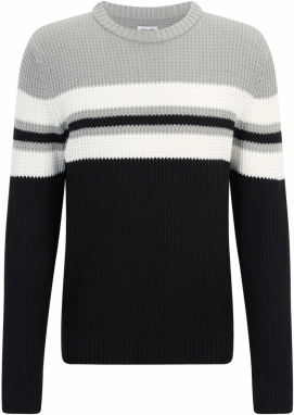 JACK & JONES Sveter 'JJSANDER'  svetlosivá / čierna / biela