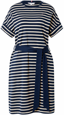 TOMMY HILFIGER Šaty  svetlobéžová / tmavomodrá