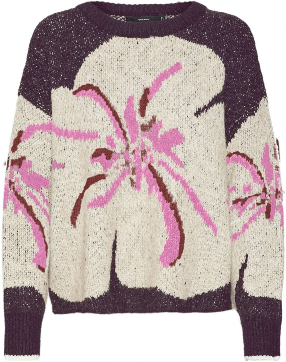 Vero Moda Petite Sveter 'VMMADISON'  slivková / ružová / burgundská