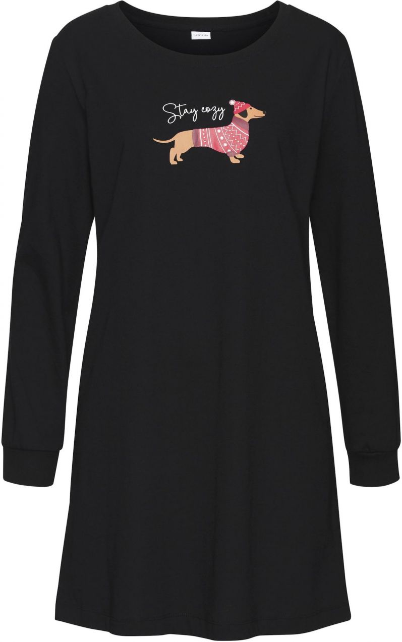 LASCANA Nočná košieľka  šafránová / slivková / karmínovo červená / čierna / biela