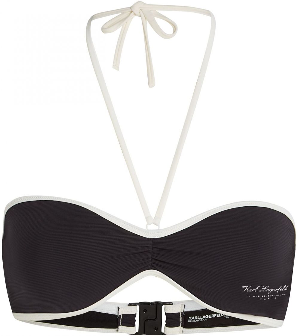 Karl Lagerfeld Bikinový top 'HOTEL'  čierna / biela