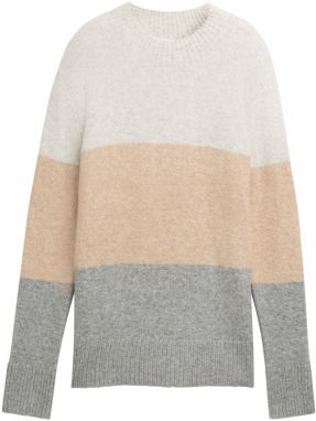 TOM TAILOR DENIM Sveter  béžová melírovaná / sivá melírovaná / biela melírovaná