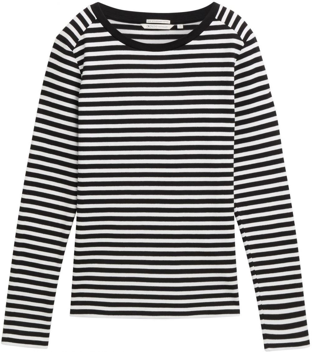 TOM TAILOR DENIM Tričko  čierna / biela