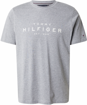 TOMMY HILFIGER Tričko  sivá melírovaná / biela