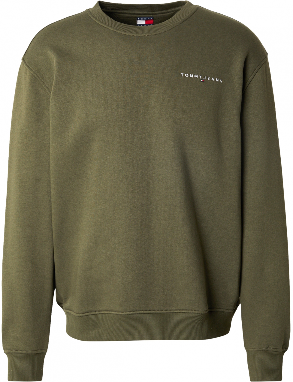 Tommy Jeans Mikina 'LINEAR'  olivová / biela