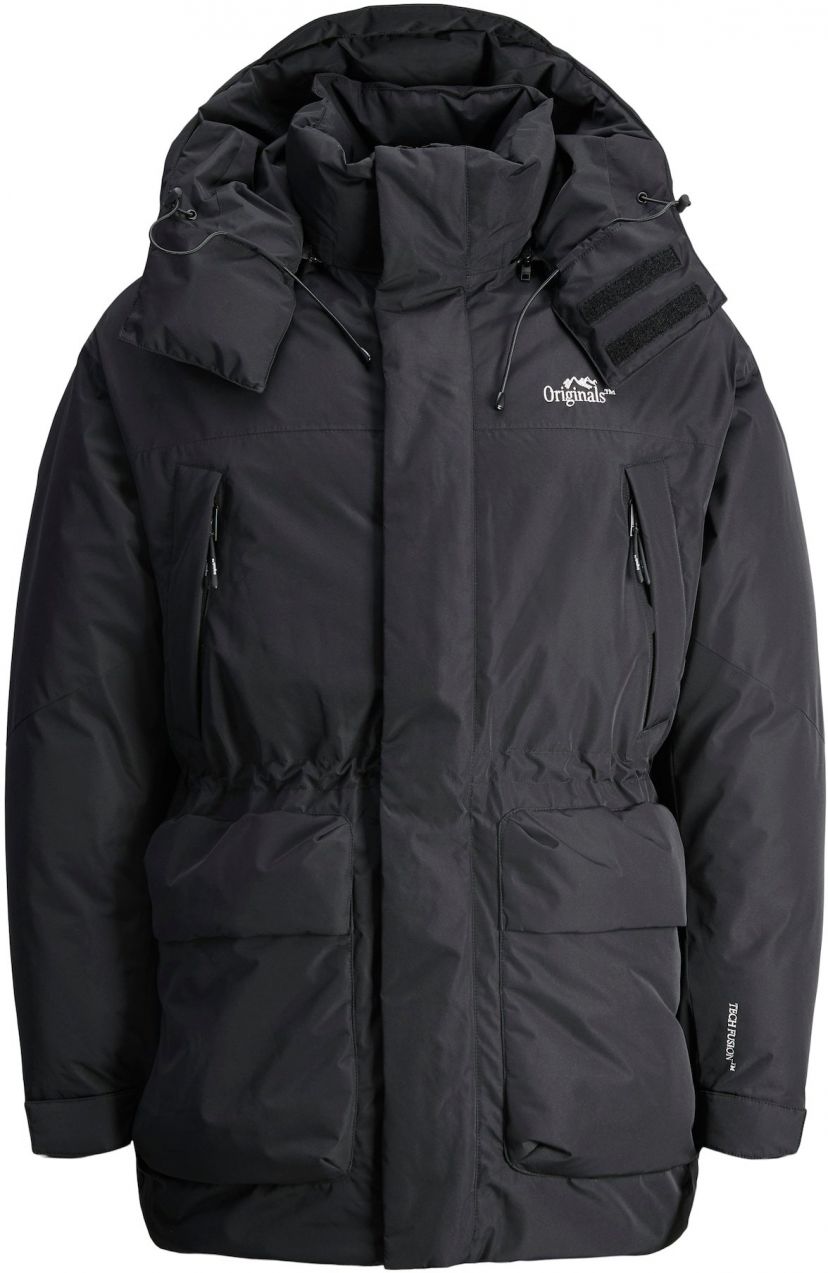 JACK & JONES Zimná parka 'JORKani'  čierna / biela