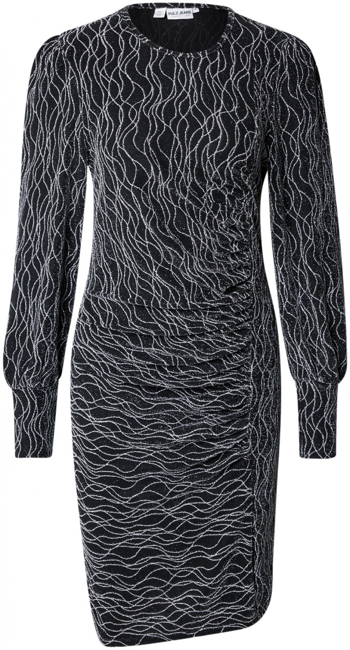 PULZ Jeans Šaty 'HAZEL'  čierna / strieborná