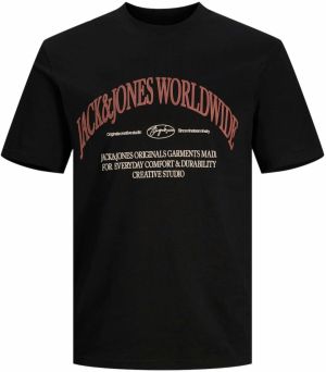 JACK & JONES Tričko  béžová / pastelovo červená / čierna