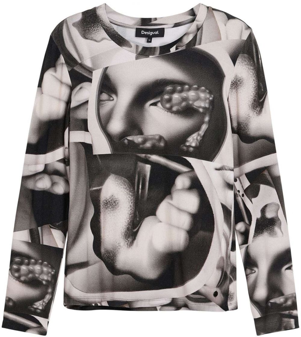 Desigual Tričko 'Surrealism'  béžová / čierna