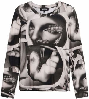 Desigual Tričko 'Surrealism'  béžová / čierna