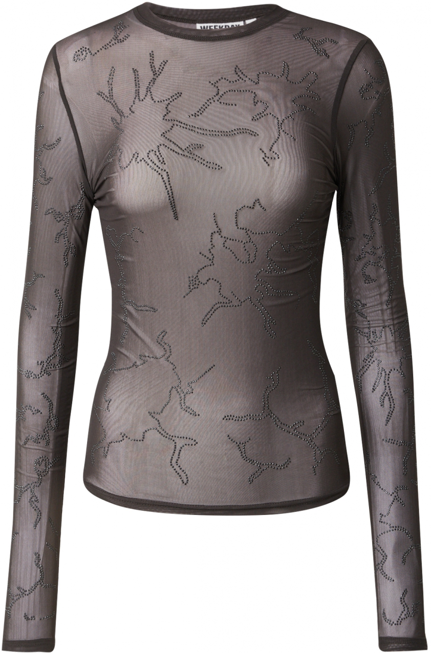 WEEKDAY Tričko 'Nico'  gaštanová / čierna