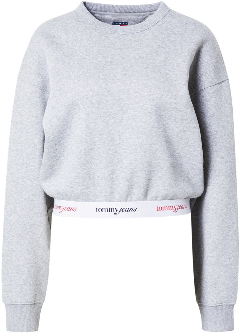 Tommy Jeans Mikina  svetlosivá / červená / biela