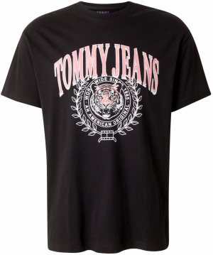 Tommy Jeans Tričko 'VARSITY TIGER'  ružová / čierna / biela