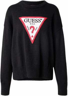 GUESS JEANS Sveter  tmavočervená / čierna / biela