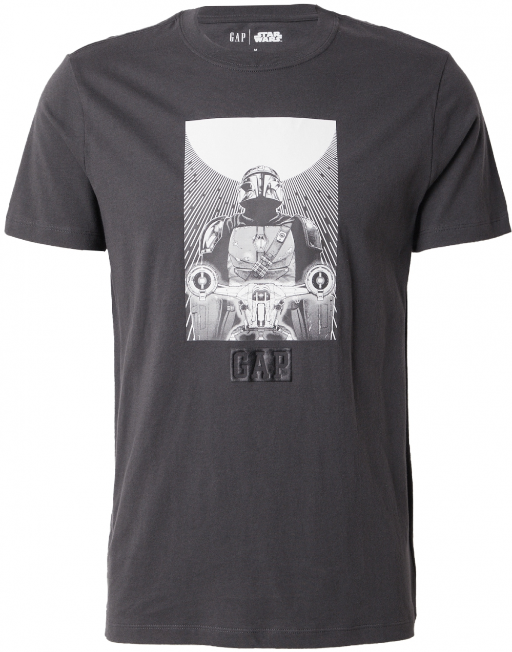 GAP Tričko 'MANDALORIAN X GAP'  tmavosivá / biela