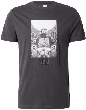 GAP Tričko 'MANDALORIAN X GAP'  tmavosivá / biela