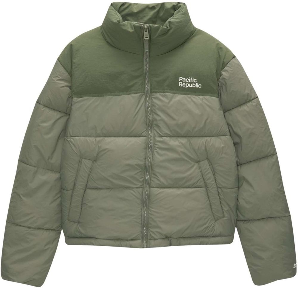 Pull&Bear Prechodná bunda  zelená / pastelovo zelená / šedobiela