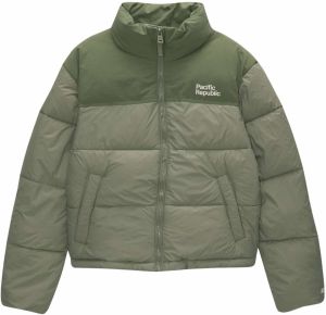 Pull&Bear Prechodná bunda  zelená / pastelovo zelená / šedobiela
