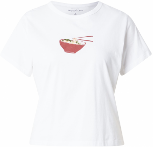 Abercrombie & Fitch Tričko 'RAMEN'  žltohnedá / gaštanová / kiwi / biela