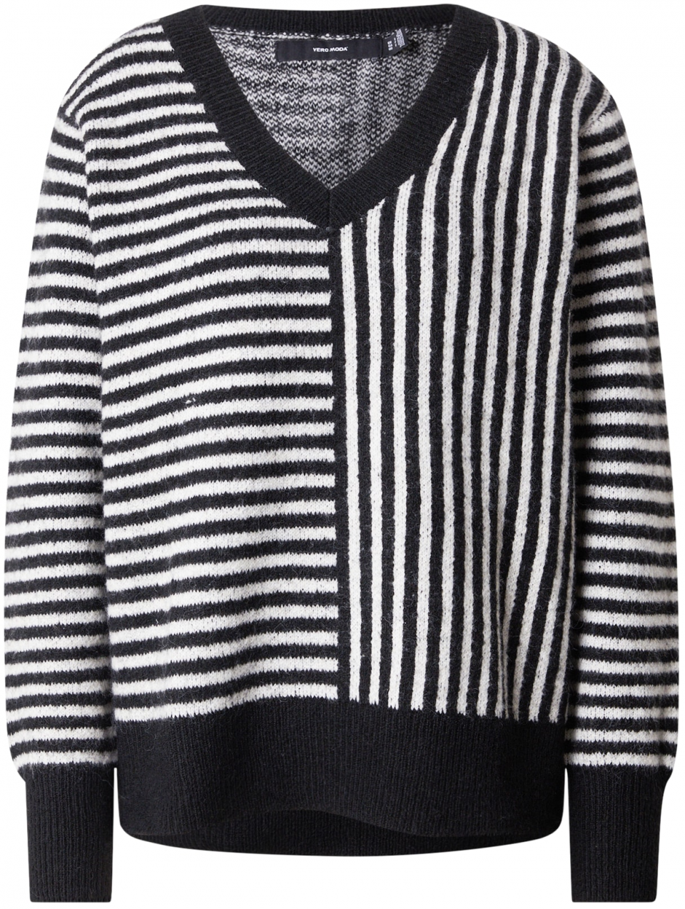 VERO MODA Sveter 'VMURANUS'  čierna / biela