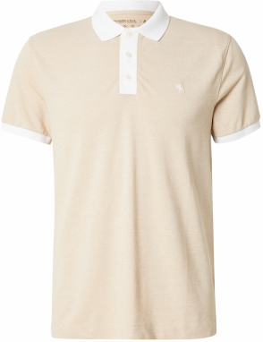 Abercrombie & Fitch Tričko  béžová / biela