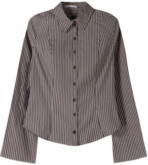 Bershka Blúzka  hnedá / biela