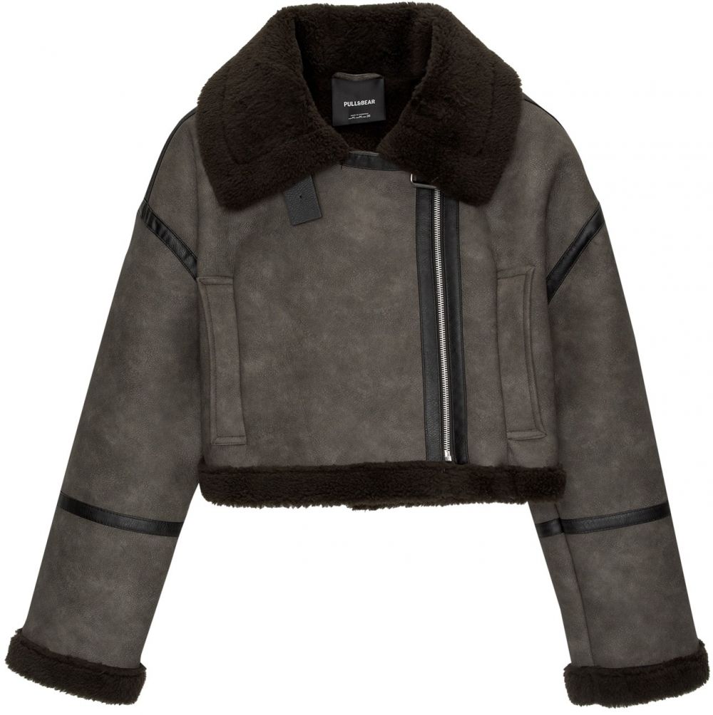 Pull&Bear Prechodná bunda  čokoládová / farby bahna