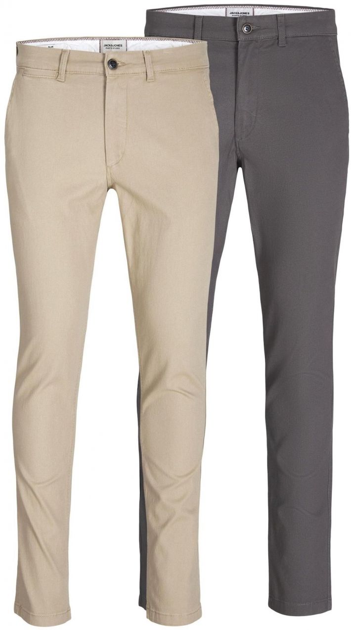 JACK & JONES Chino nohavice 'JJIMarco JJDave'  grafitová / sivobéžová