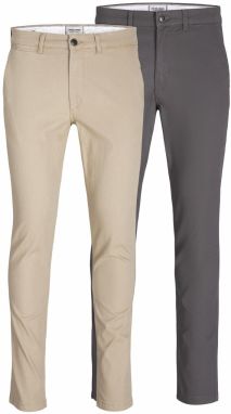 JACK & JONES Chino nohavice 'JJIMarco JJDave'  grafitová / sivobéžová
