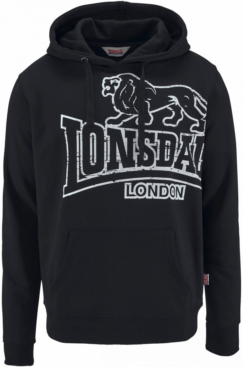 LONSDALE Mikina 'Tadley'  čierna / biela