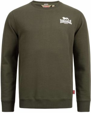 LONSDALE Mikina 'LONGRIDGE'  olivová / tmavozelená / biela