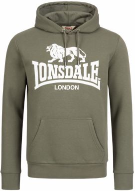LONSDALE Mikina 'SHERBORNE'  olivová / tmavozelená / biela