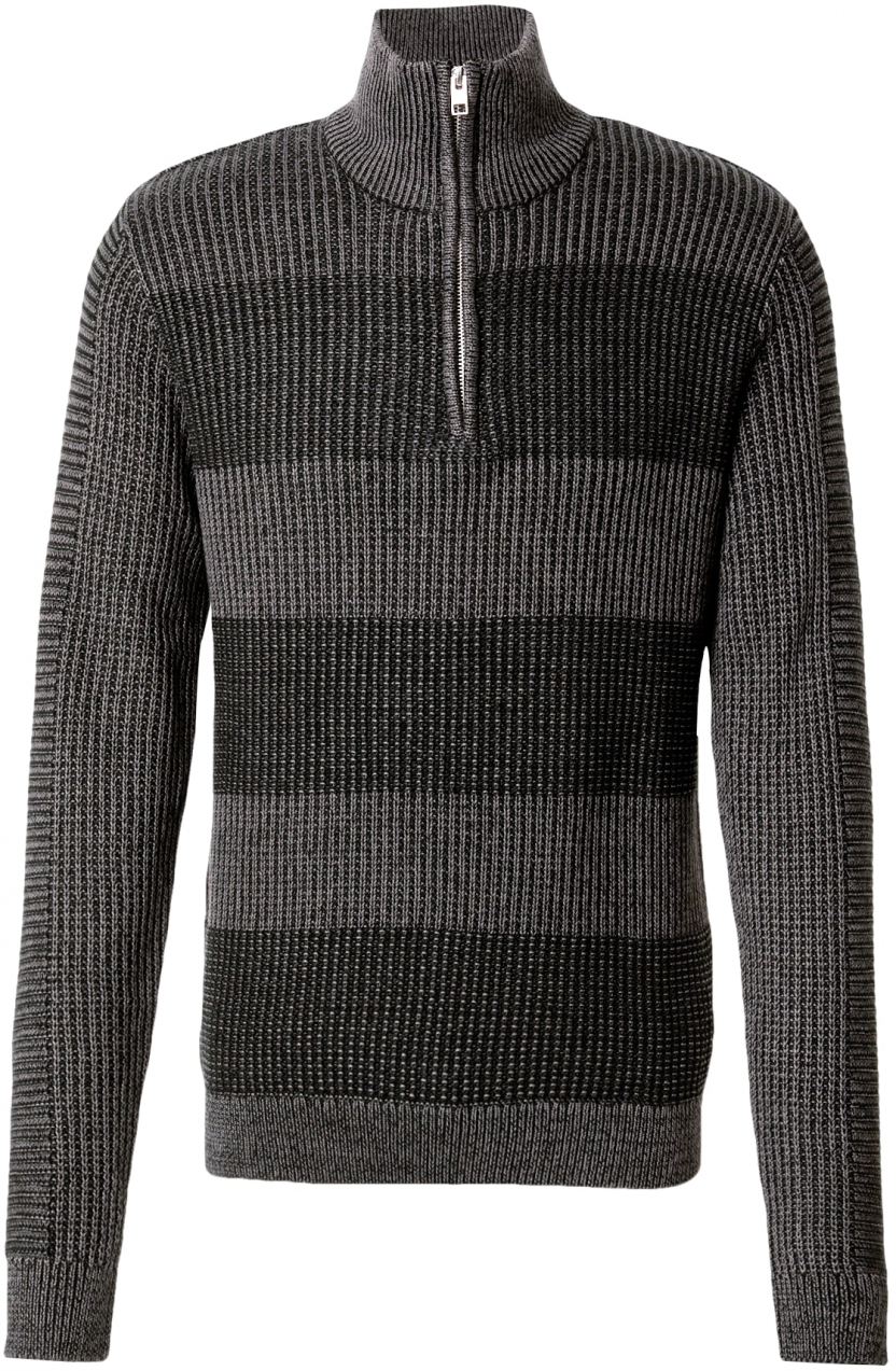 JACK & JONES Sveter 'JJHugo'  antracitová / čierna