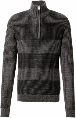 JACK & JONES Sveter 'JJHugo'  antracitová / čierna