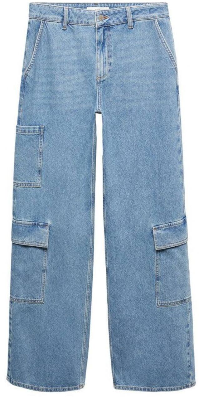 MANGO Rifľové kapsáče  modrá denim
