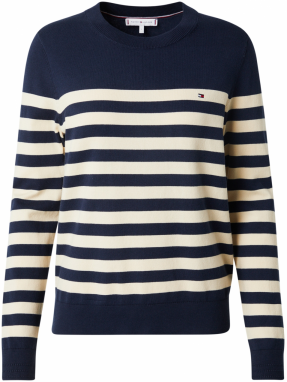 TOMMY HILFIGER Sveter  námornícka modrá / biela ako vlna