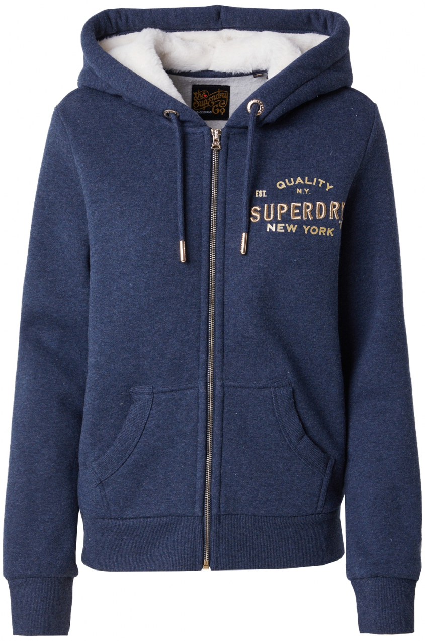 Superdry Tepláková bunda 'Luxe'  námornícka modrá / svetložltá