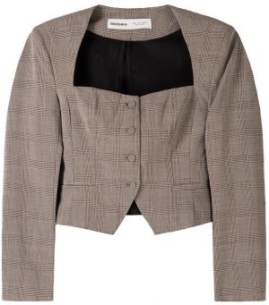 Bershka Blejzer  hnedá melírovaná / čierna