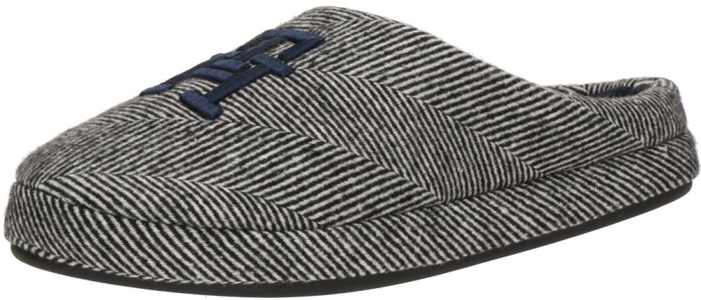 TOMMY HILFIGER Papuče 'EMBROI HERRINGBONE'  tmavomodrá / čierna