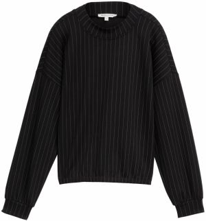 TOM TAILOR DENIM Mikina  svetlosivá / čierna